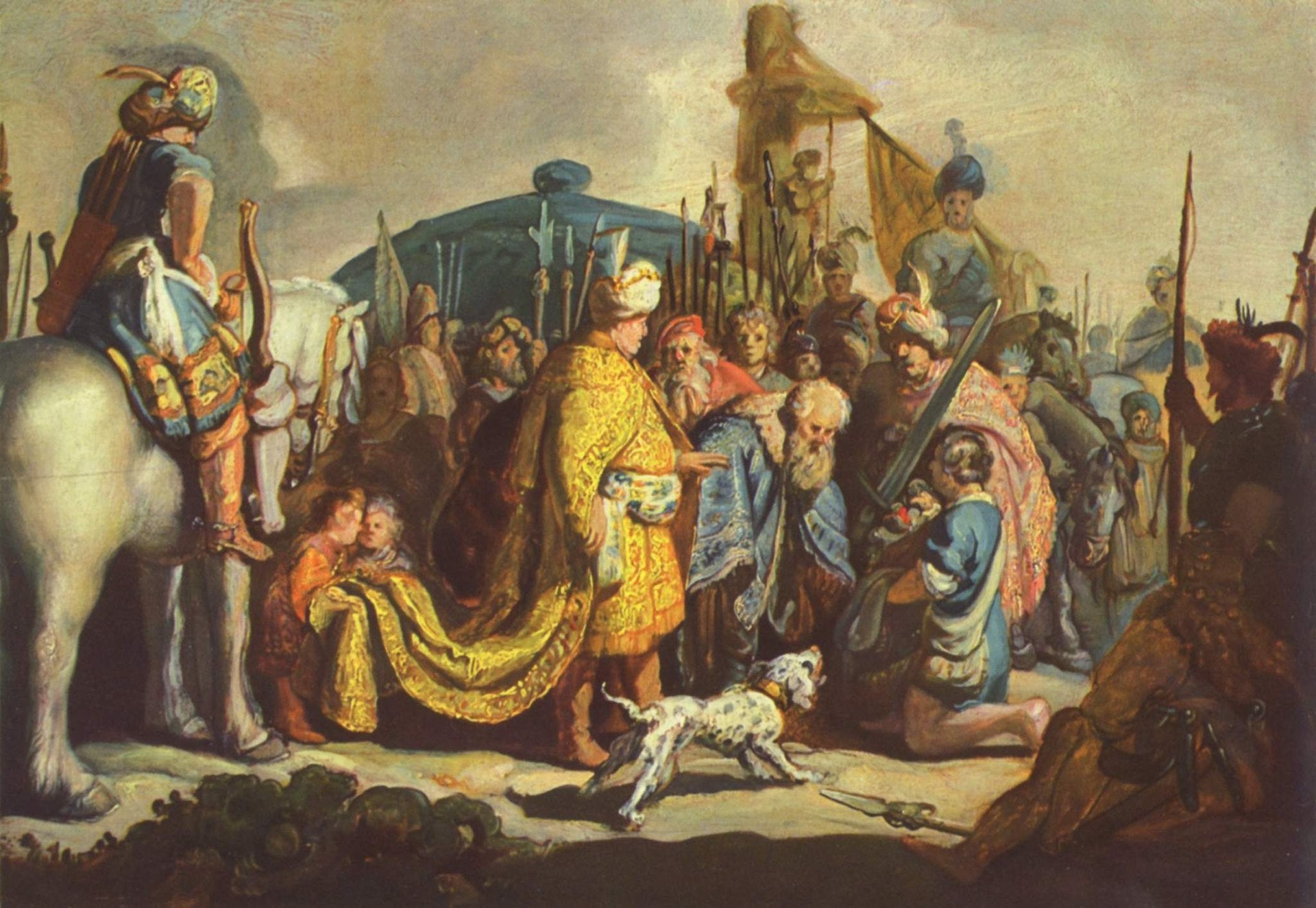 David with the Head of Goliath before Saul Painting by Rembrandt Wall Art Reproduction for Sale by Blue Surf Art