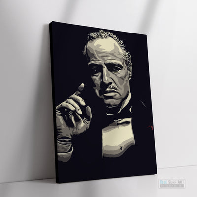 The Godfather Marlon Brando Film Wall Art Movies Original Oil on Canvas Painting by Blue Surf Art - 2
