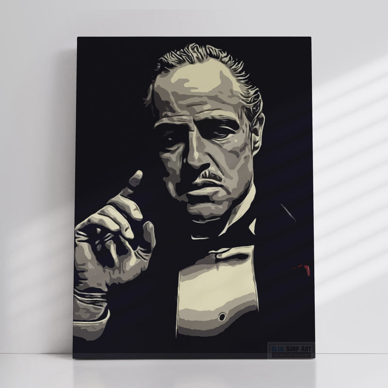 The Godfather Marlon Brando Film Wall Art Movies Original Oil on Canvas Painting by Blue Surf Art - 1