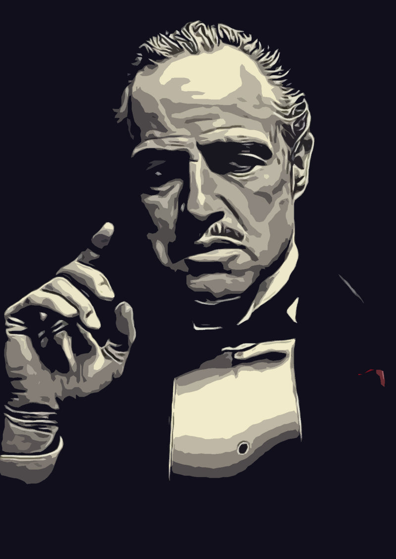 The Godfather Marlon Brando Film Wall Art Movies Original Oil on Canvas Painting by Blue Surf Art