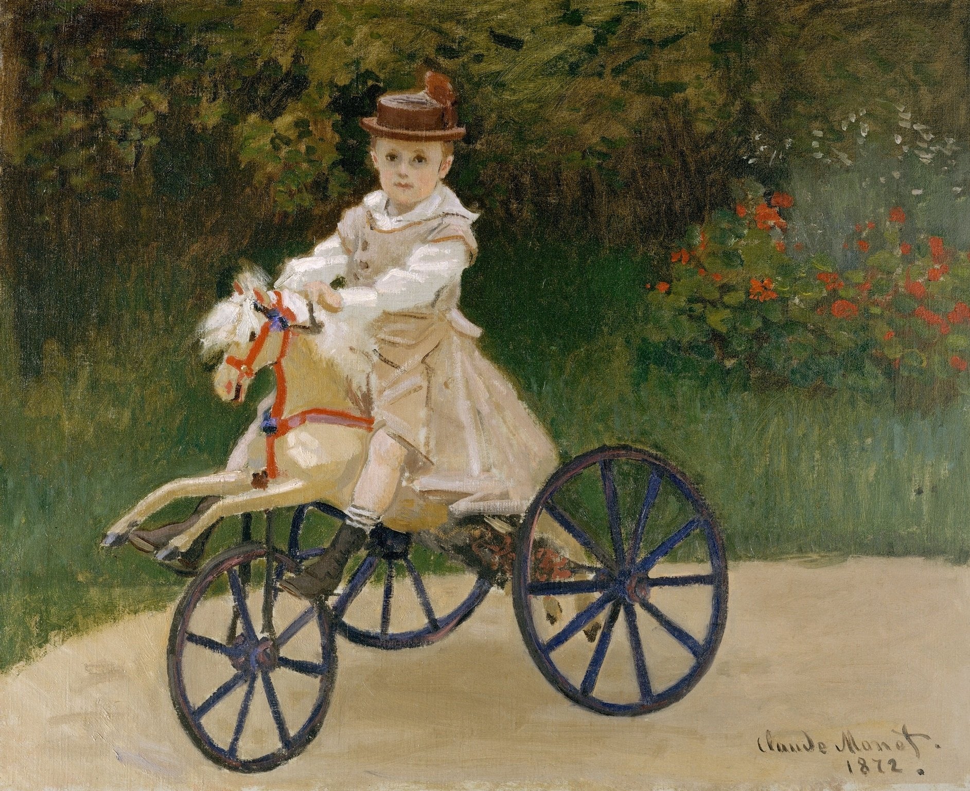Jean Monet on a Mechanical Horse by Claude Monet. Monet wall art, Monet reproduction, monet art for sale, monet oil painting, wall art, home decor