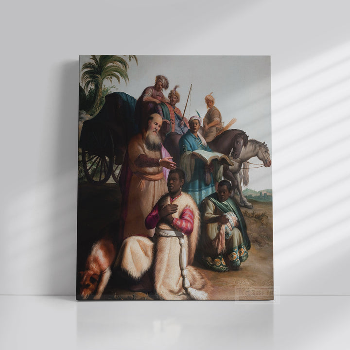 The Baptism of the Eunuch by Rembrandt Wall Art Reproduction for Sale by Blue Surf Art -3