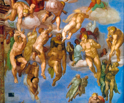 The Last Judgment, detail of the Redeemed by Michelangelo Reproduction for Sale - Blue Surf Art