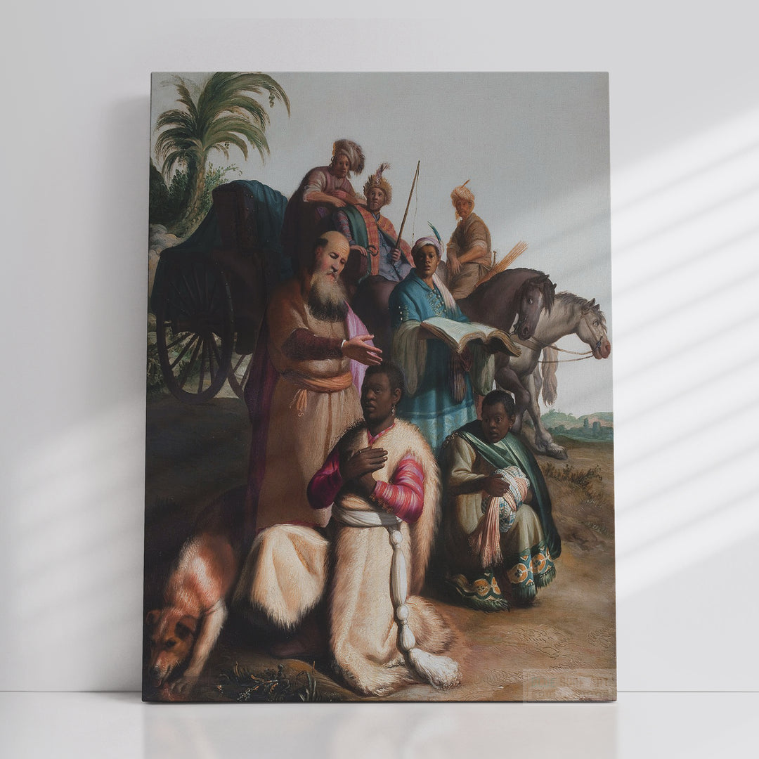 The Baptism of the Eunuch by Rembrandt Wall Art Reproduction for Sale by Blue Surf Art -1 