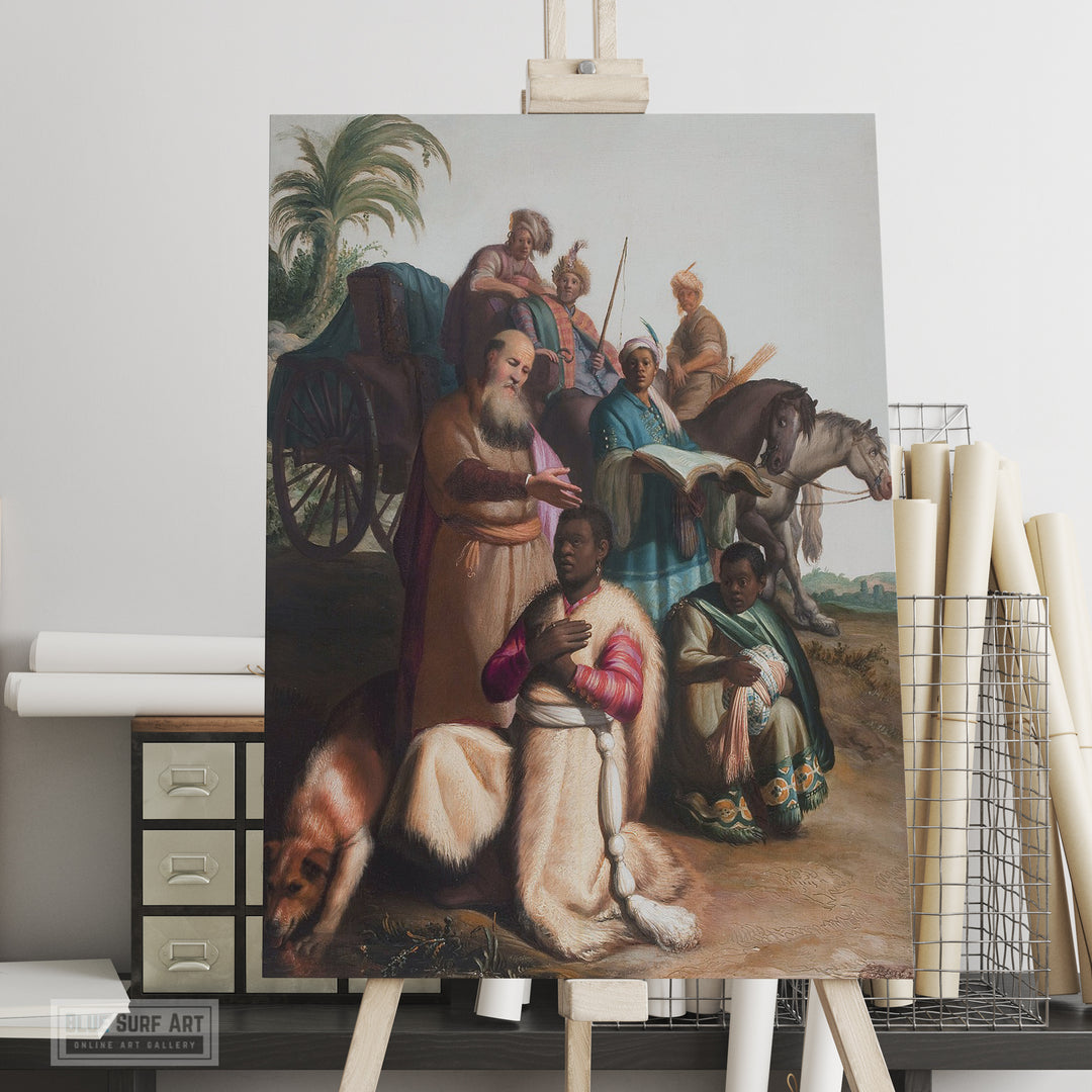 The Baptism of the Eunuch by Rembrandt Wall Art Reproduction for Sale by Blue Surf Art -4