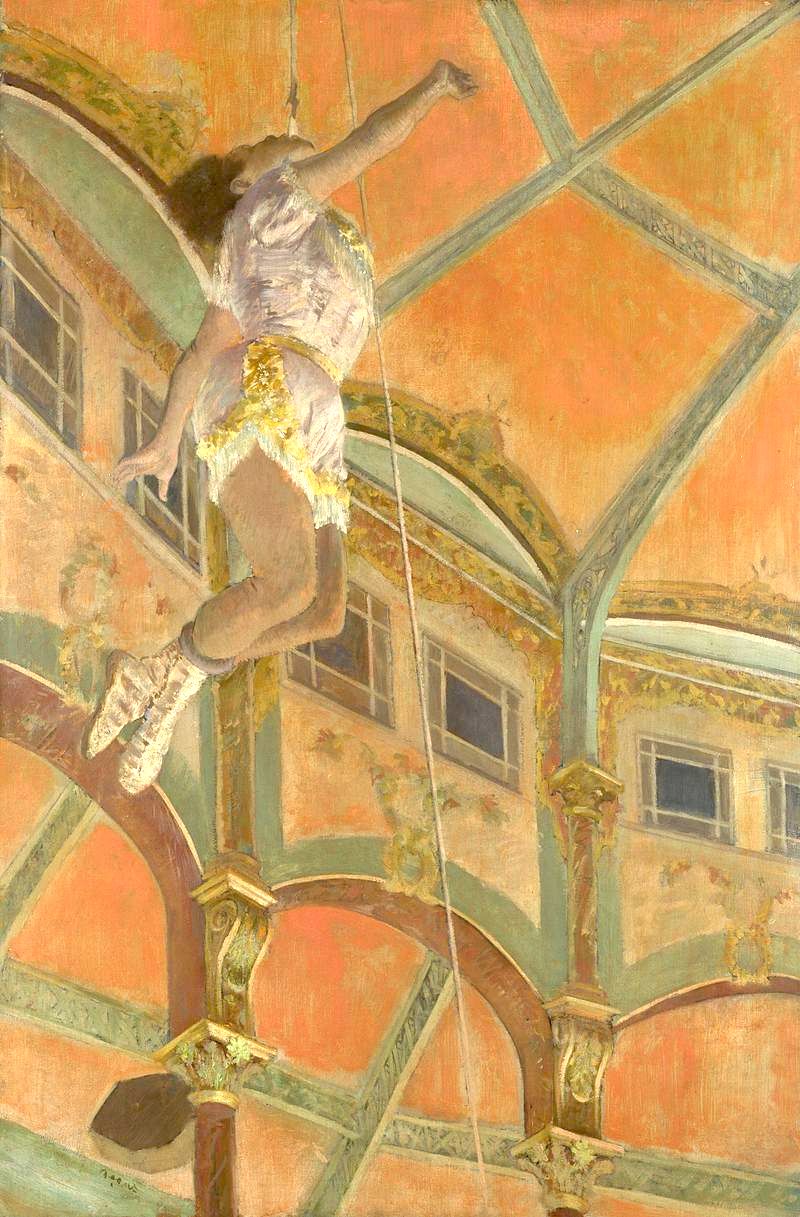 Miss La La at the Cirque Fernando Painting by Edgar Degas Reproduction by Blue Surf Art .com