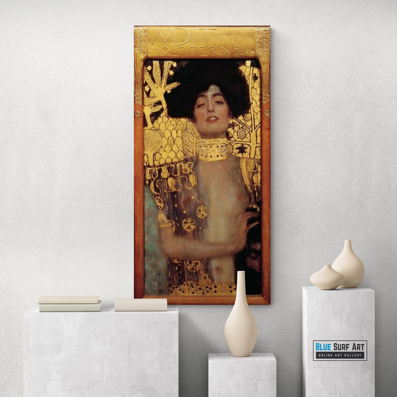 Judith and the Head of Holofernes, reproduction painting, living room wall art decor, Klimt wall art