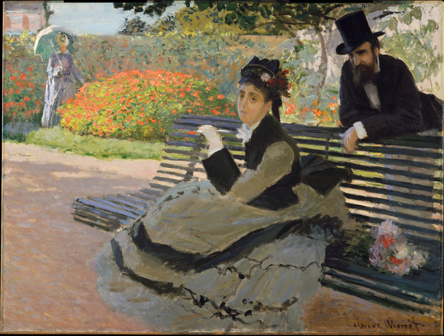 Camille Monet on a Garden Bench by Claude Monet, reproduction by Blue Surf Art