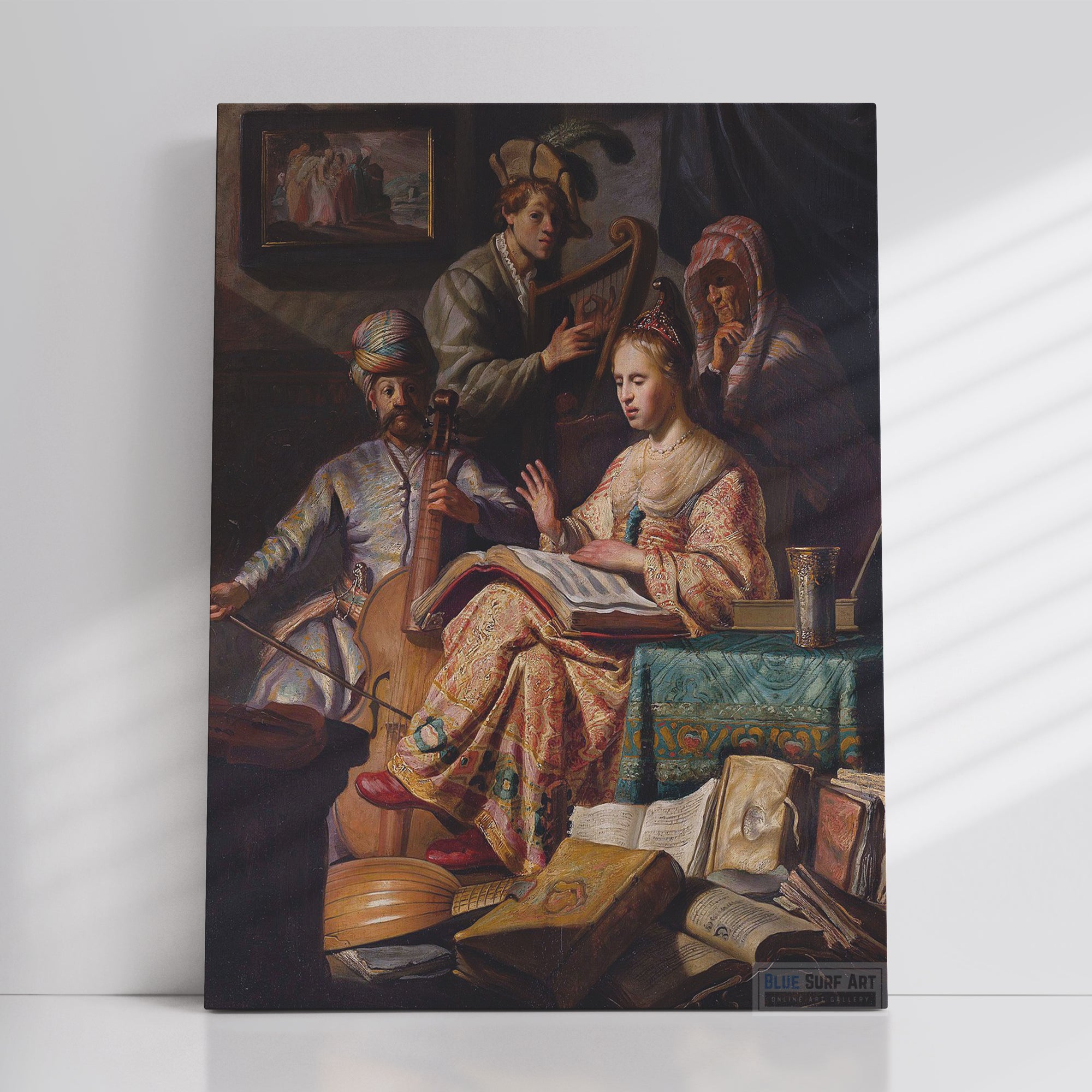 Musical Allegory Painting by Rembrandt Wall Art Reproduction for Sale by Blue Surf Art - 1