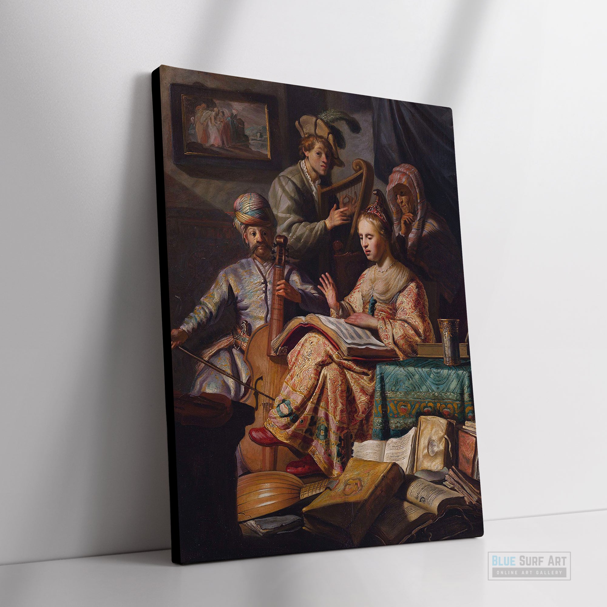 Musical Allegory Painting by Rembrandt Wall Art Reproduction for Sale by Blue Surf Art - 2