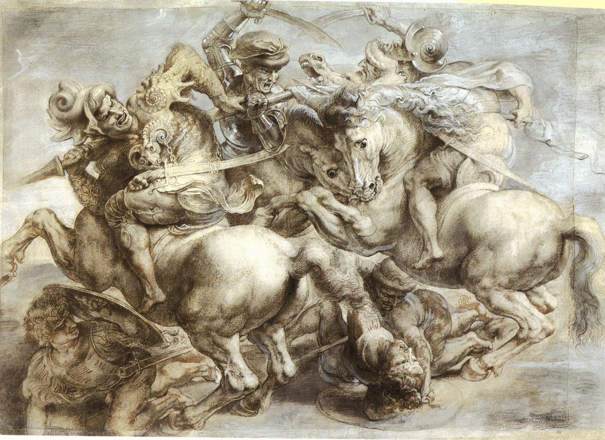 The Battle of Anghiari Painting Leonardo da Vinci. Reproduction by Blue Surf Art. Oil on Canvas