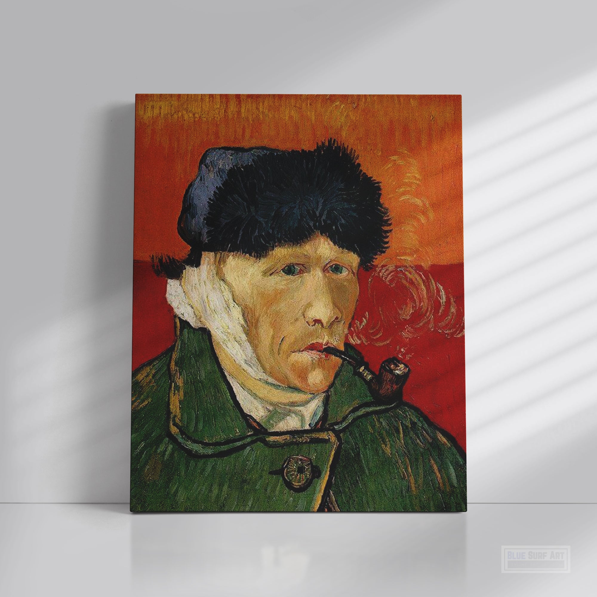 Self-Portrait with Bandaged Ear and Pipe by Van Gogh Reproduction for Sale - Blue Surf Art