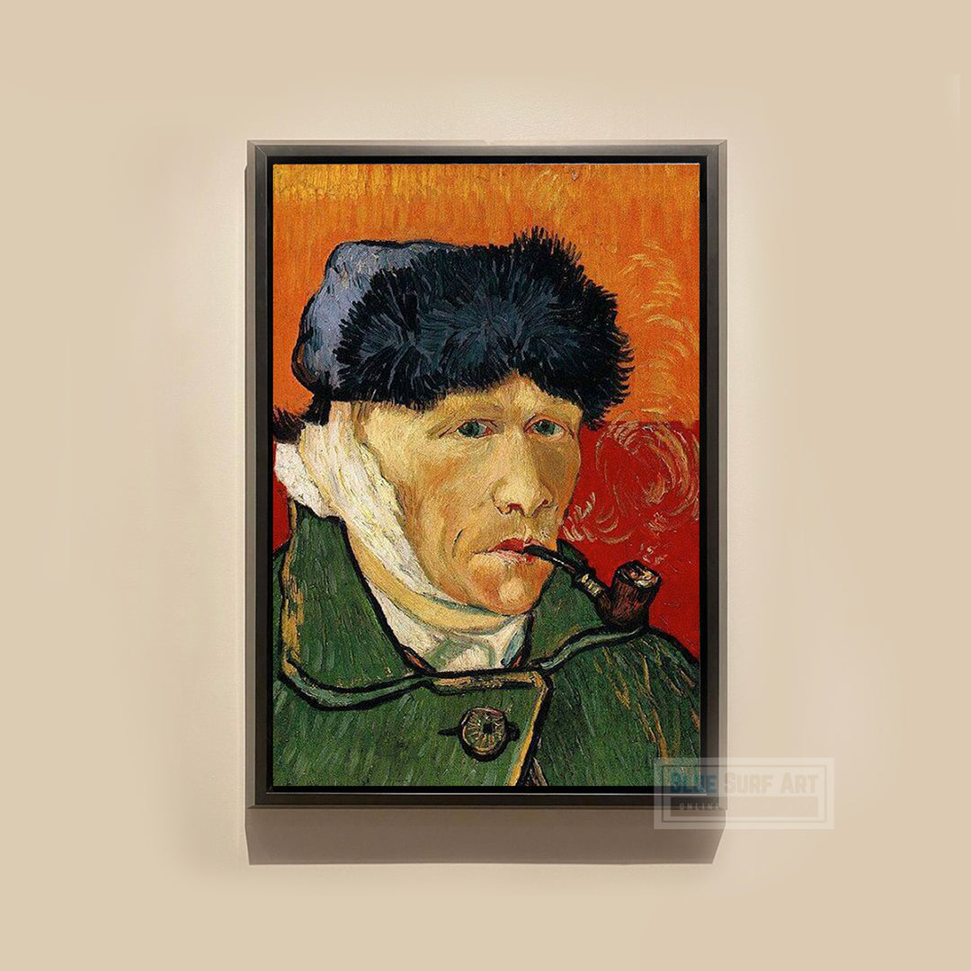 Self-Portrait with Bandaged Ear and Pipe by Van Gogh Reproduction for Sale - Blue Surf Art