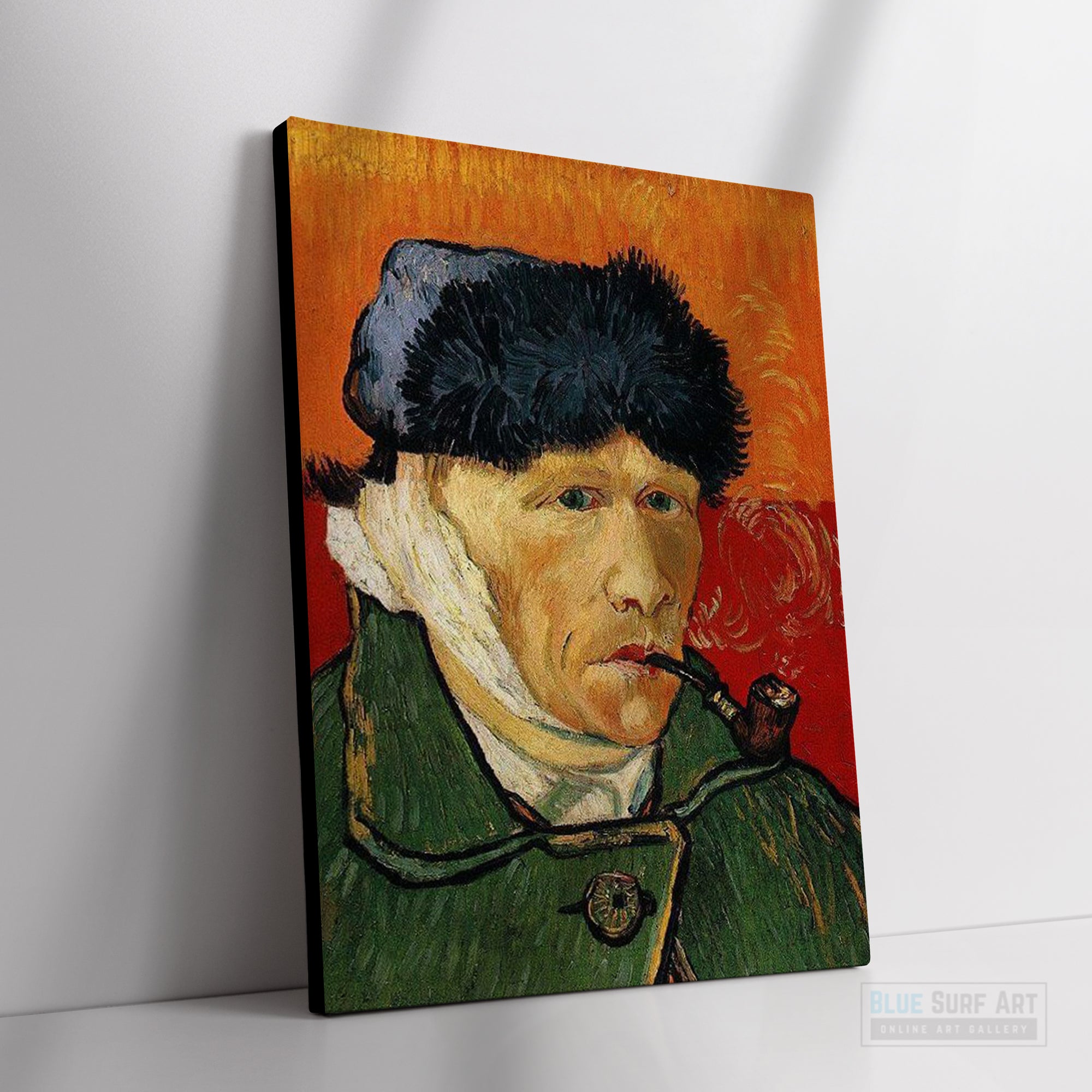 Self-Portrait with Bandaged Ear and Pipe by Van Gogh Reproduction for Sale - Blue Surf Art