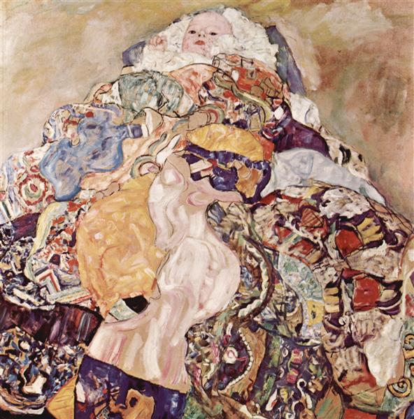 Baby by Gustav Klimt, reproduction painting, living room decor