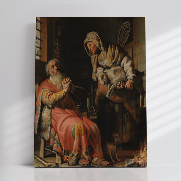 Tobit Accusing Anna of Stealing the Kid Painting by Rembrandt Wall Art Reproduction for Sale by Blue Surf Art - 2