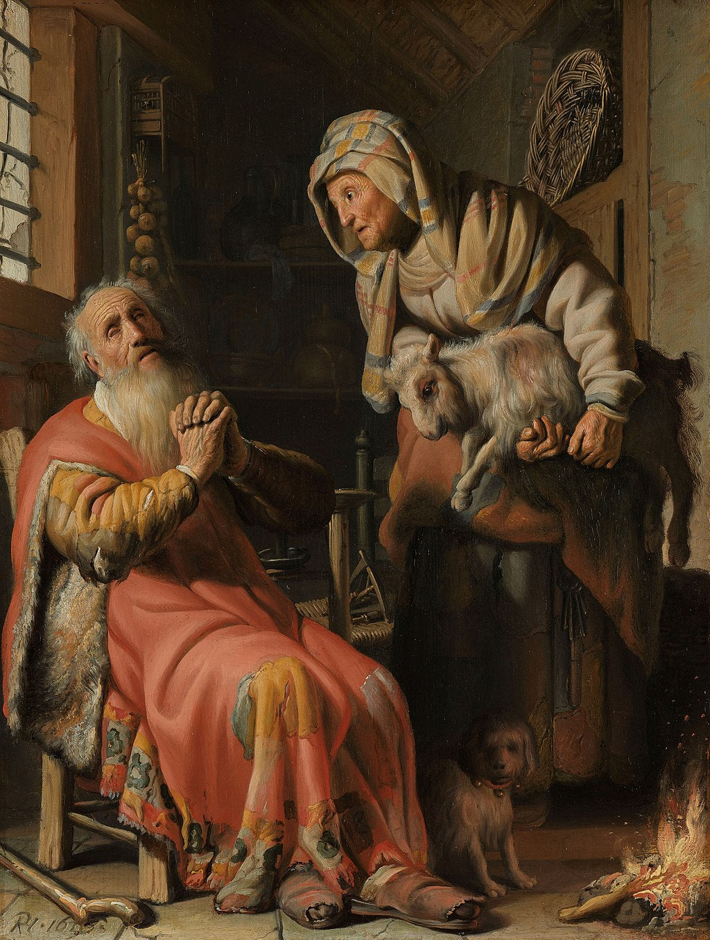 Tobit Accusing Anna of Stealing the Kid Painting by Rembrandt Wall Art Reproduction for Sale by Blue Surf Art