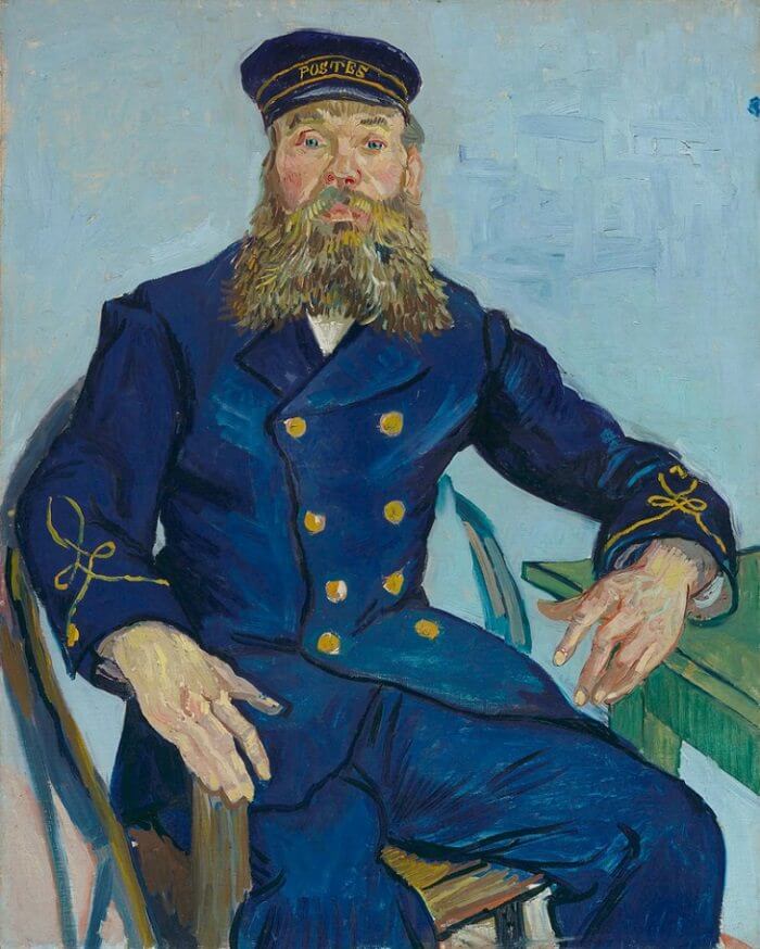 Portrait of the Postman Joseph Roulin by Van Gogh Reproduction for Sale - Blue Surf Art