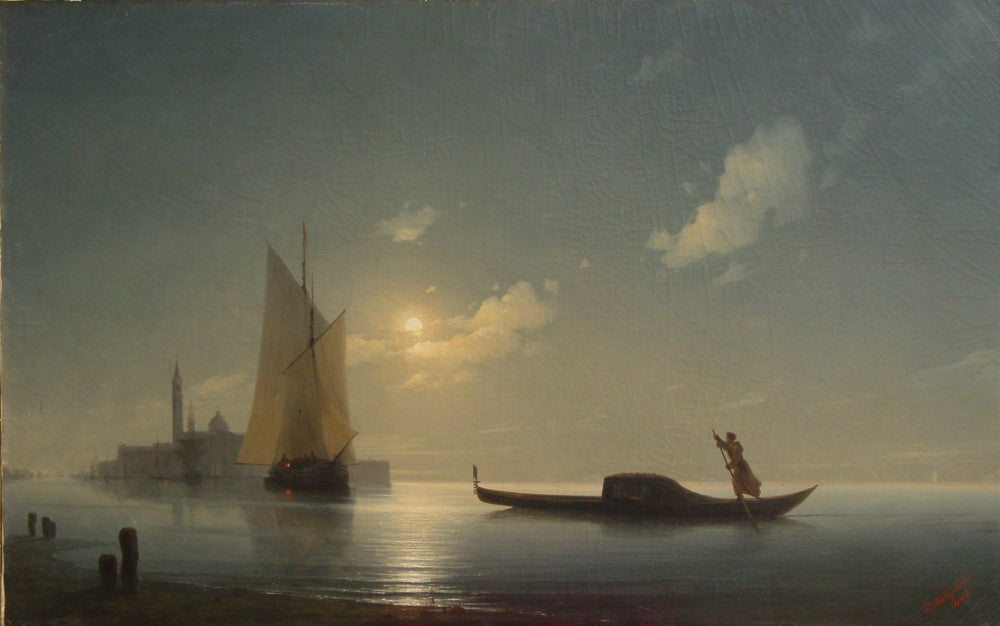 Gondolier on the Sea at Night Painting by Ivan Aivazovsky Reproduction