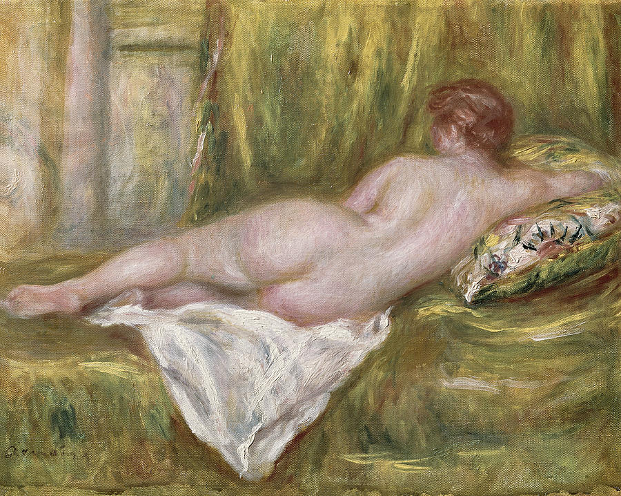 Reclining Nude from the Back, Rest after the Bath by Pierre-Auguste Renoir Reproduction for Sale by Blue Surf Art