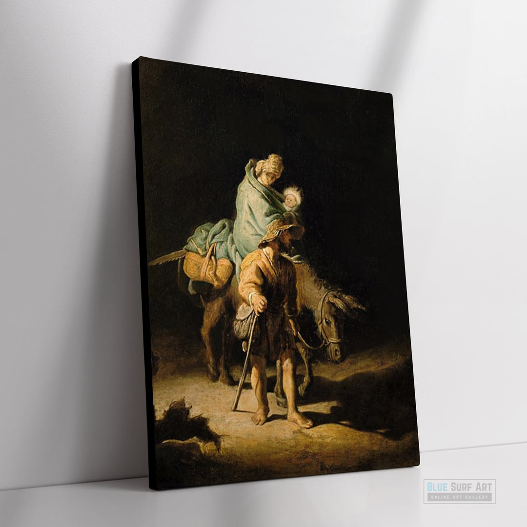 The Flight into Egypt Painting by Rembrandt Wall Art Reproduction for Sale by Blue Surf Art - 2
