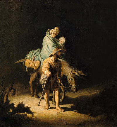 The Flight into Egypt Painting by Rembrandt Wall Art Reproduction for Sale by Blue Surf Art