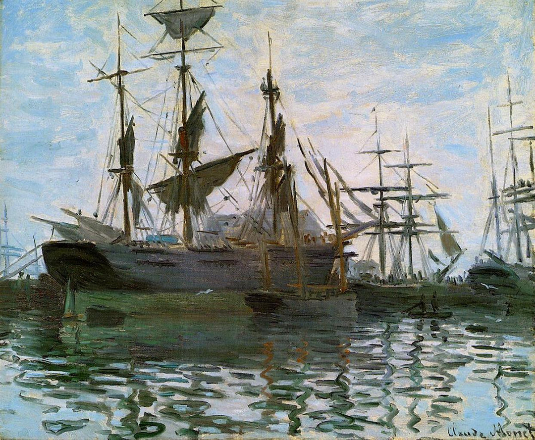 Ships in Harbor by Claude Monet