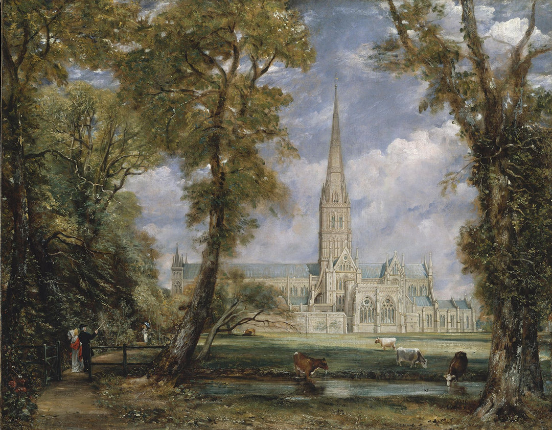 Salisbury Cathedral from the Bishop's Garden by John Constable Reproduction Painting for Sale - Blue Surf Art
