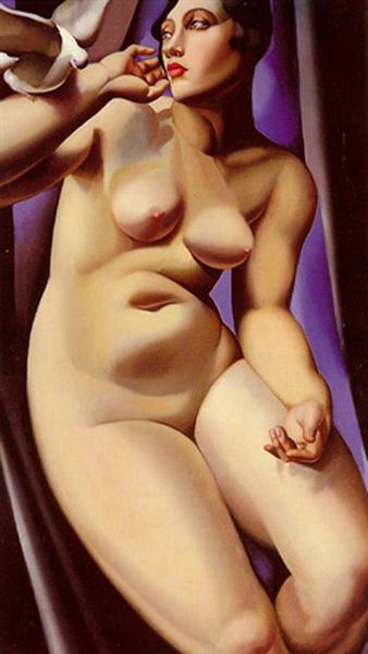 Nude with Dove Painting by Tamara de Lempicka Reproduction Wall Art - Blue Surf Art