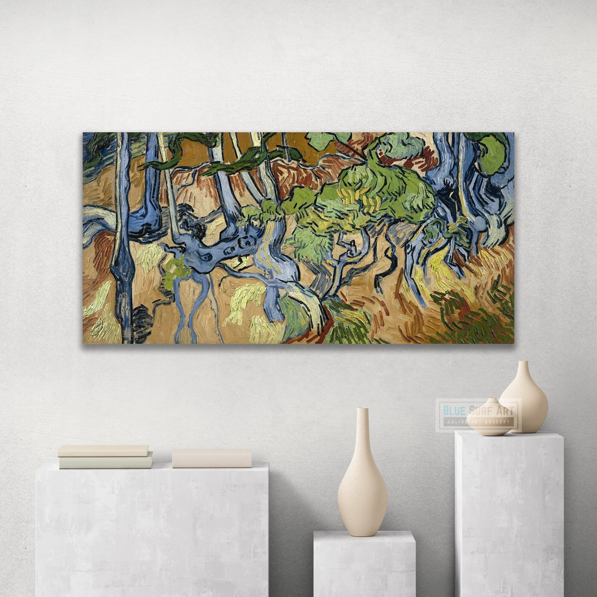 Tree Roots by Vincent Van Gogh I Blue Surf Art