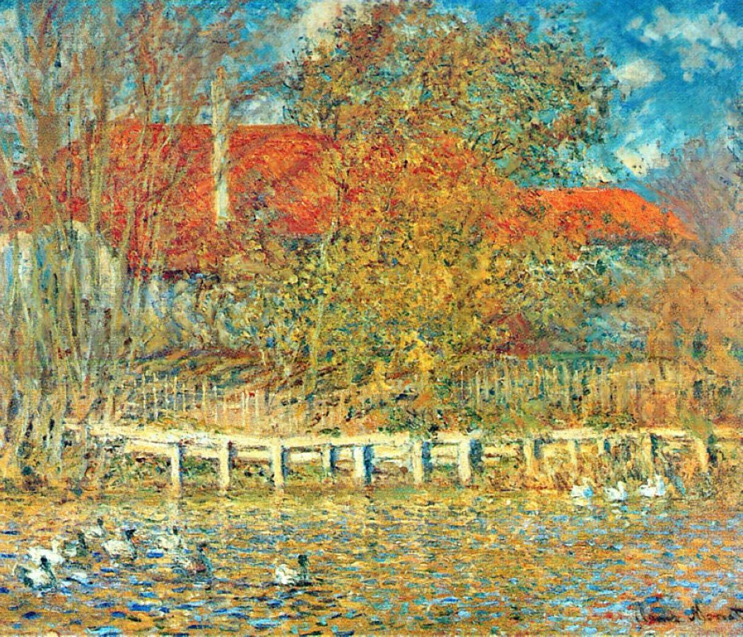 The Pond with Ducks in Autumn by Claude Monet