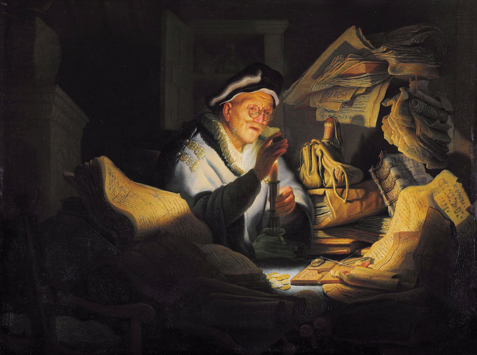 The Parable of the Rich Fool Painting by Rembrandt Wall Art Reproduction for Sale by Blue Surf Art
