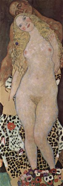 Adam and Eva by Gustav Klimt, Klimt wall art painting. Reproduction painting 