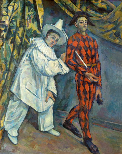 Pierrot and Harlequin by Paul Cézanne Reproduction for Sale - Blue Surf Art