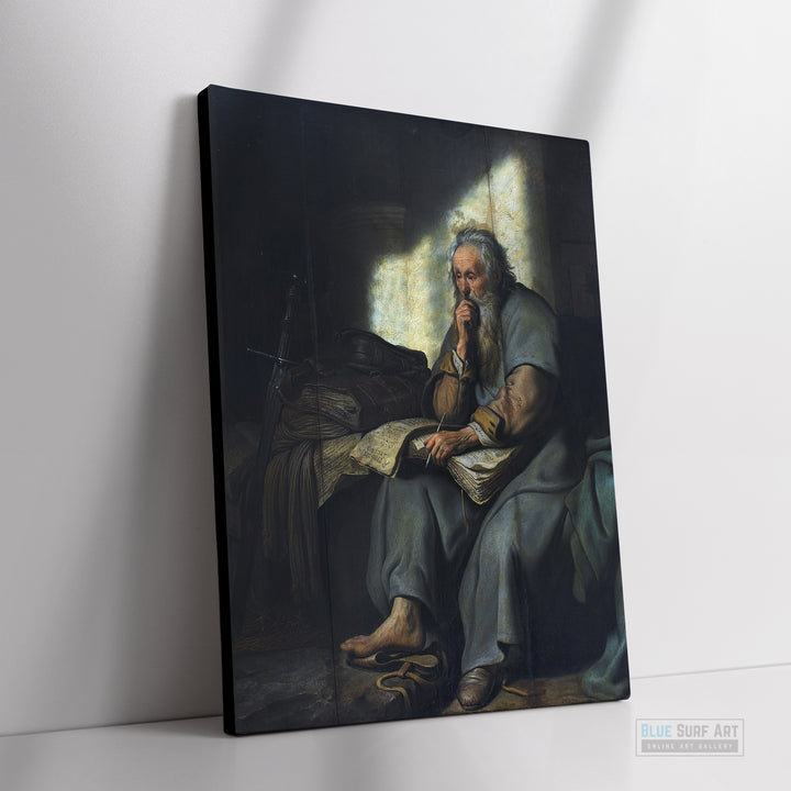 The apostle Paul in Prison Painting by Rembrandt Wall Art Reproduction for Sale by Blue Surf Art - 2