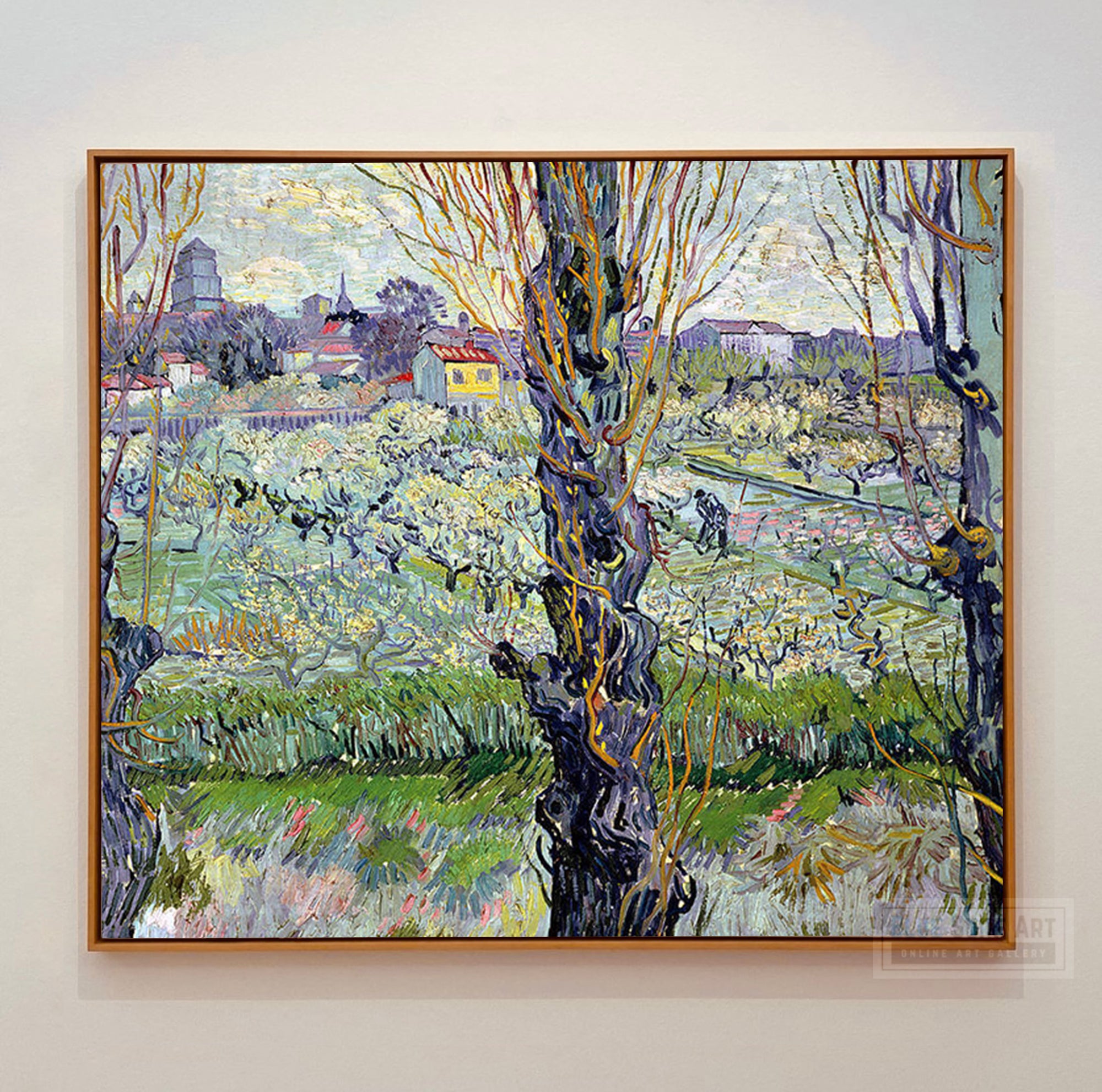  View of Arles, Flowering Orchards by Van Gogh Reproduction for Sale - Blue Surf Art