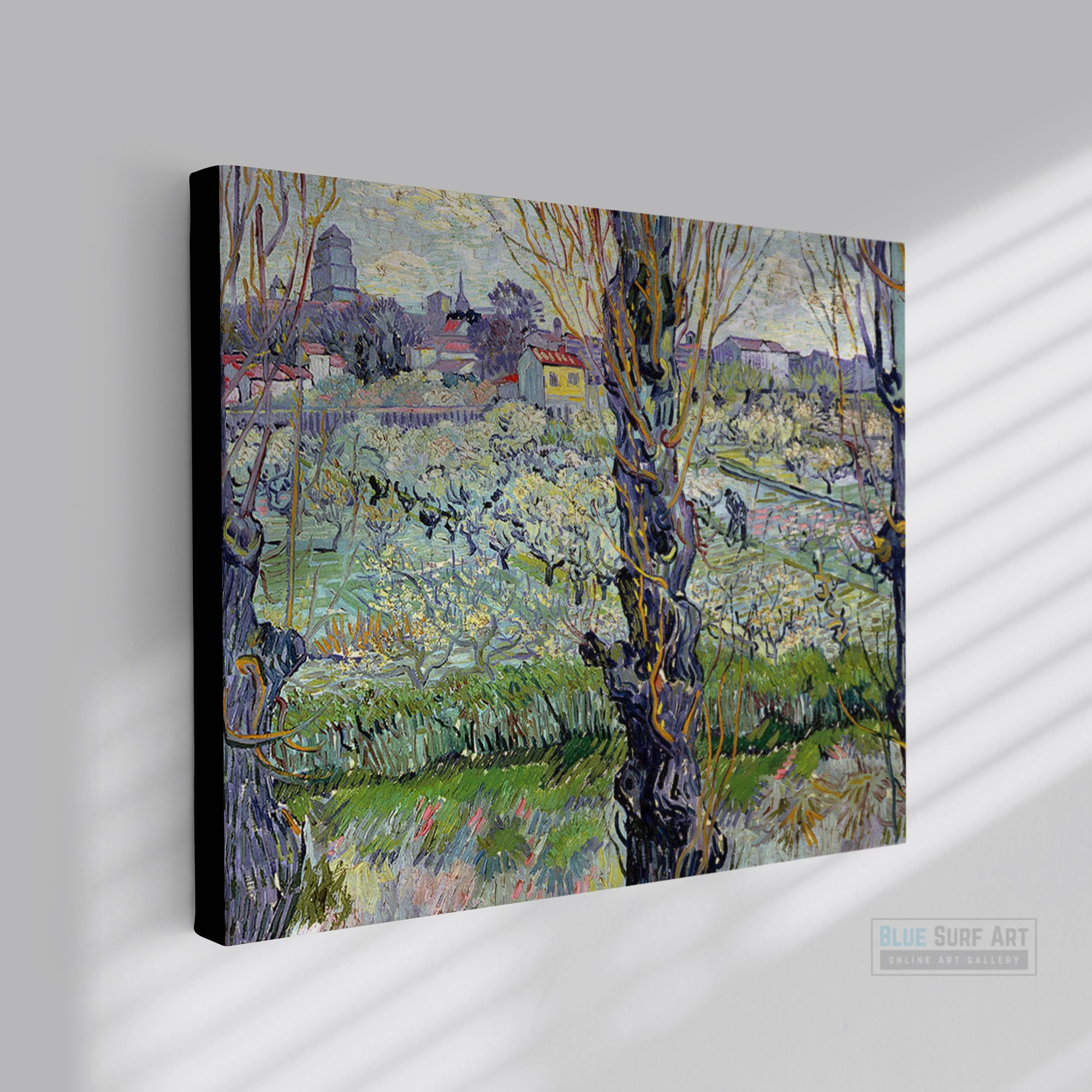 View of Arles, Flowering Orchards by Van Gogh Reproduction for Sale - Blue Surf Art