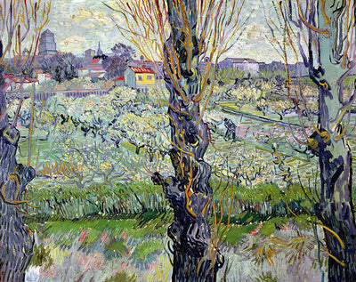  View of Arles, Flowering Orchards by Van Gogh Reproduction for Sale - Blue Surf Art