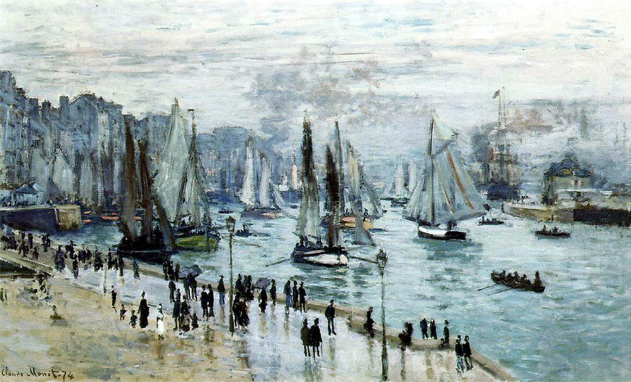 Fishing Boats Leaving the Harbor, Le Havre by Claude Monet. Monet canvas art, Monet reproduction paintings, 