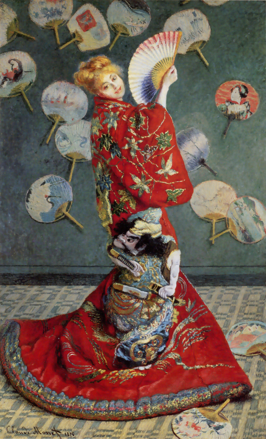 Madame Monet in a Japanese kimono, 1875