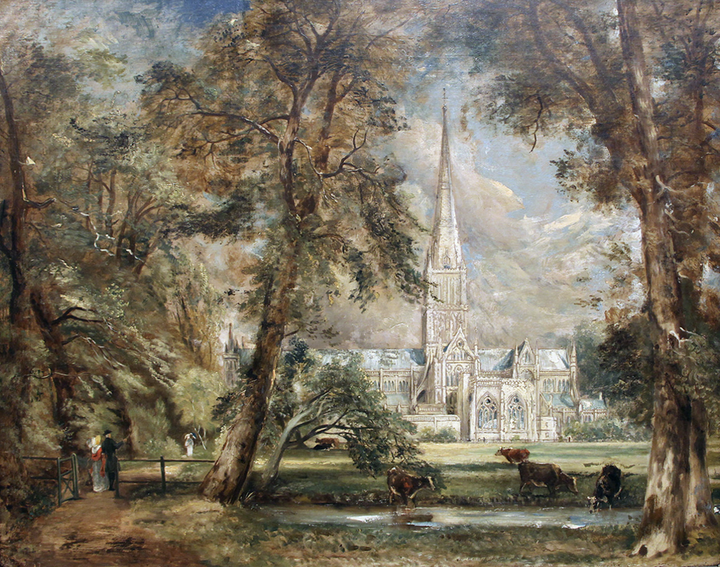 Salisbury Cathedral from the Bishop's Garden by John Constable Reproduction Painting for Sale - Sao Paolo Museum - Blue Surf Art