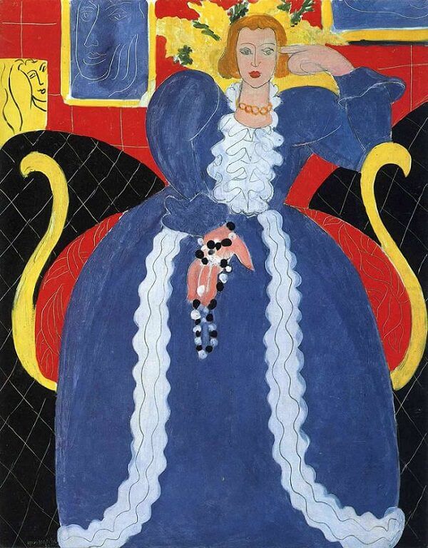Lady in Blue, 1938 Painting by Henri Matisse Oil on Canvas Reproduction by Blue Surf Art