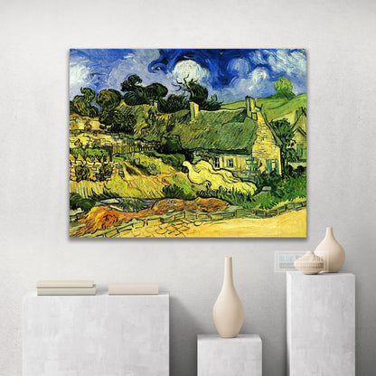 Thatched Cottages at Cordeville by Van Gogh Reproduction for Sale - Blue Surf Art