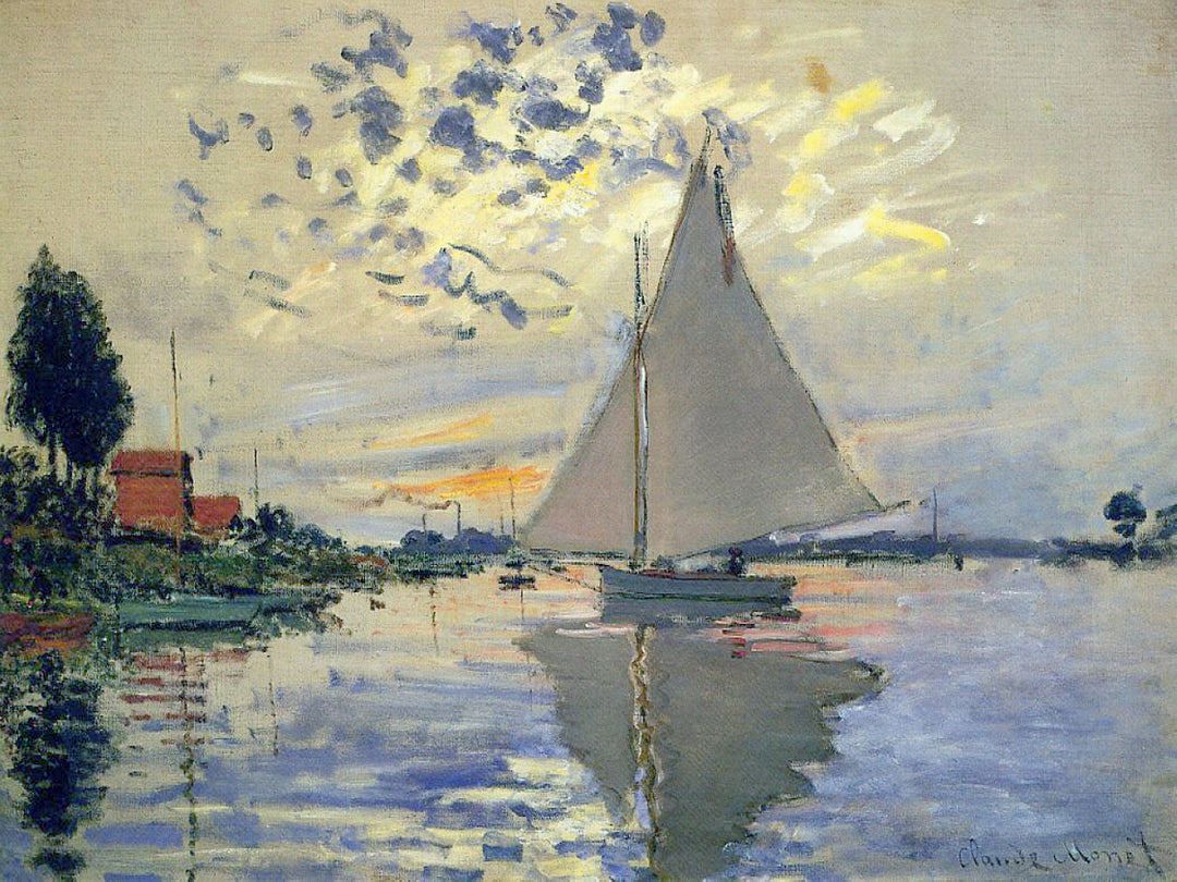 Sailboat at Le Petit-Gennevilliers by Claude Monet. Reproduction, monet wall art