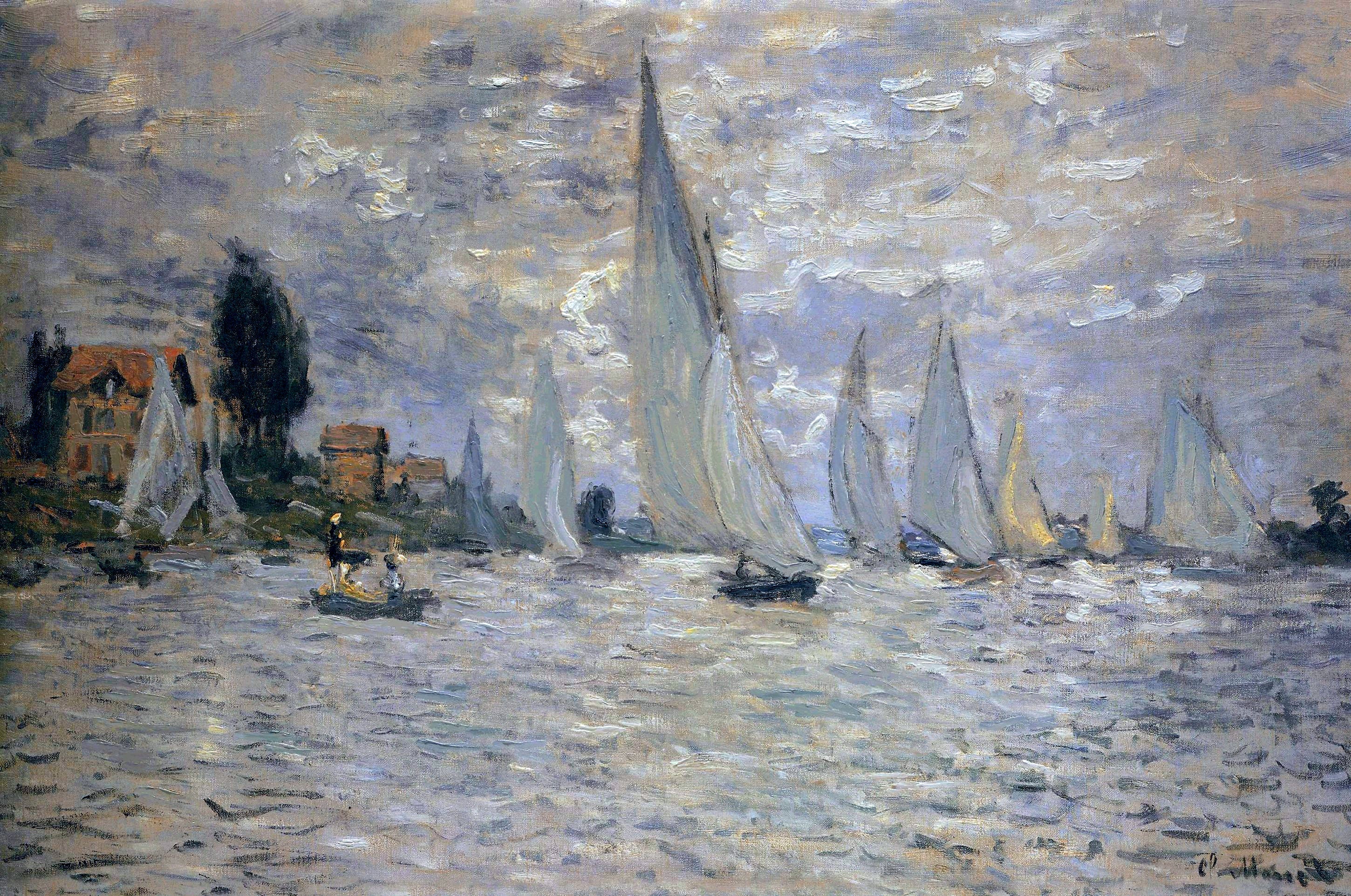 The Boats Regatta at Argenteuil by Claude Monet. Monet artworks, Monet reproduction painting for sale