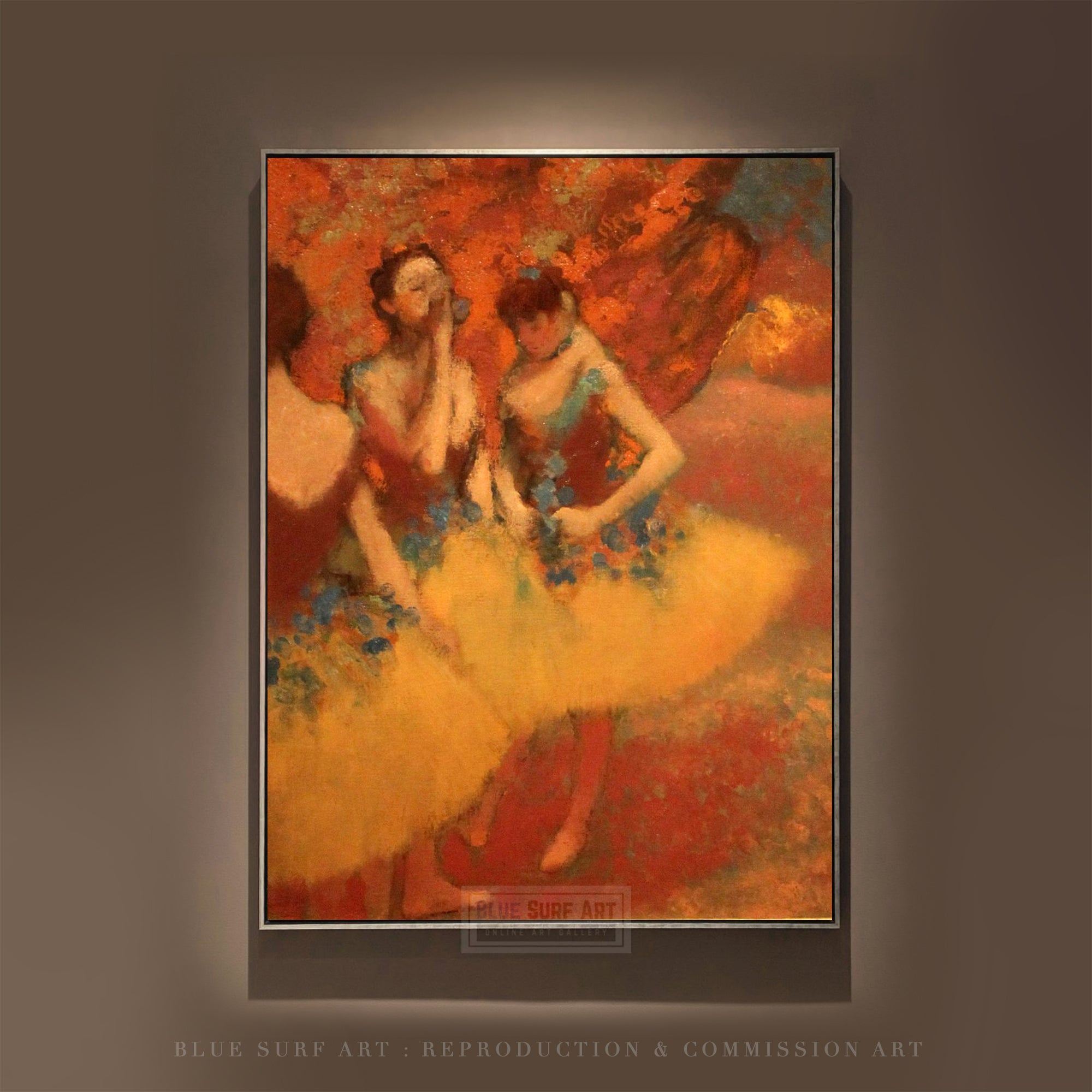 Three Dancers in Yellow Skirts, c. 1891 Painting by Edgar Degas Reproduction by Blue Surf Art .com