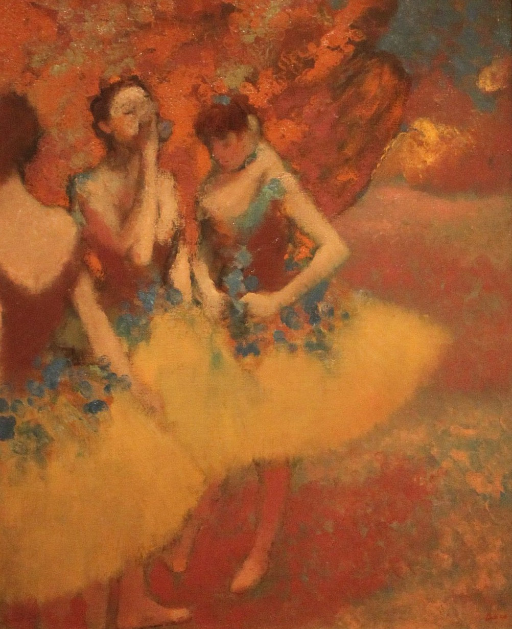 Three Dancers in Yellow Skirts, c. 1891 Painting by Edgar Degas Reproduction by Blue Surf Art .com