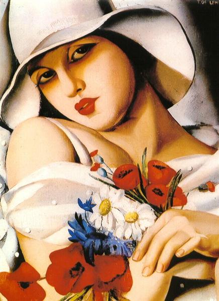 In The Middle Of Summer Painting by Tamara de Lempicka Reproduction Wall Art - Blue Surf Art