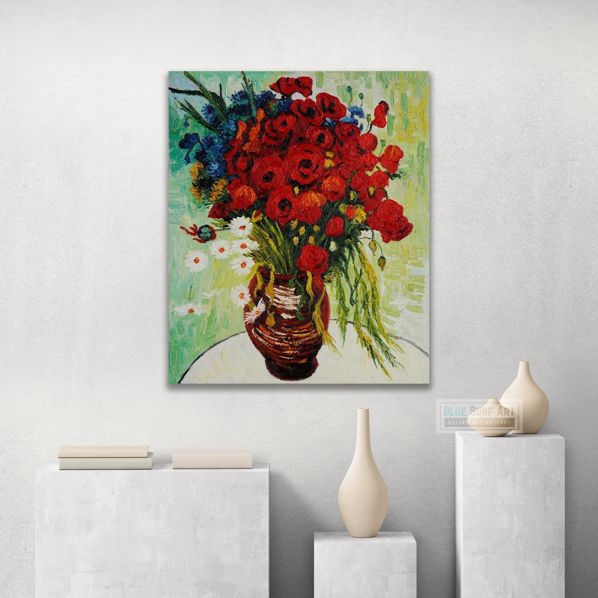 Vase with Daisies and Poppies, 1890 by Vincent van Gogh  - Blue Surf Art