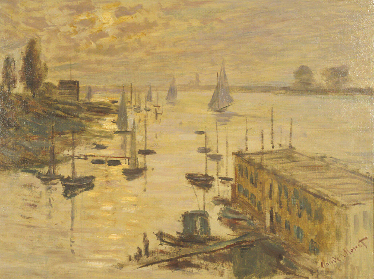 The pool seen from the bridge Argenteuil by Claude Monet